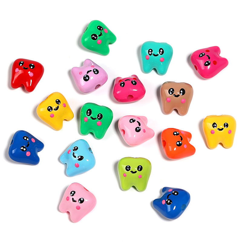 Wholesale 50pcs Acrylic Smiley Face Teeth Beads
